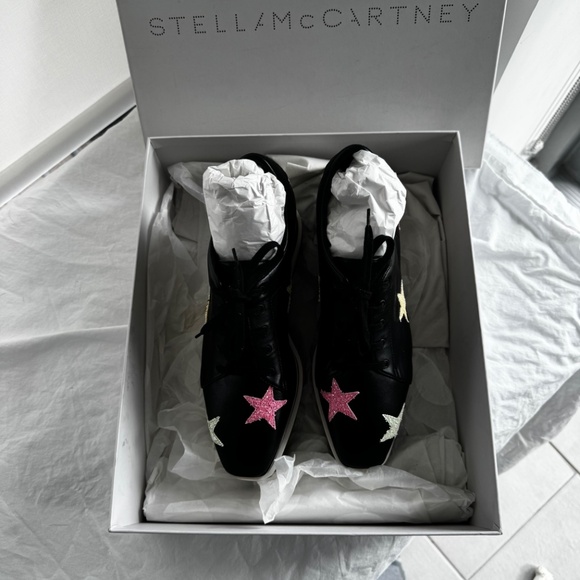 Stella McCartney Elyse Stars Black Platform Sneakers 38.5 - New Never Worn - Picture 6 of 8
